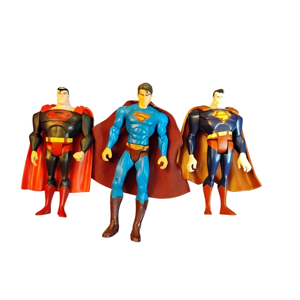 DC Comics Superman Action Figure Lot Animated Series Black Suit Bizarro 3pc